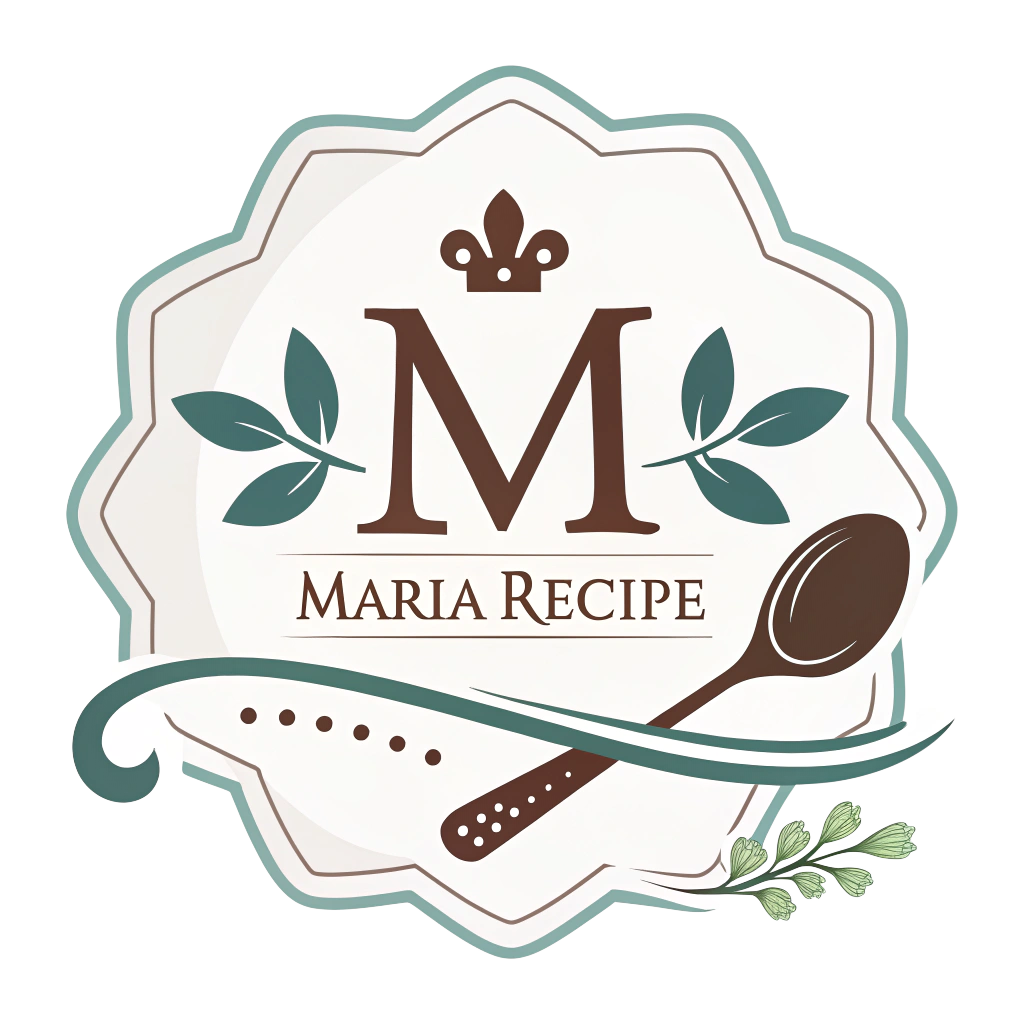 MariaRecipe logo icon showing a stylish letter M with a cooking spoon on pastel background