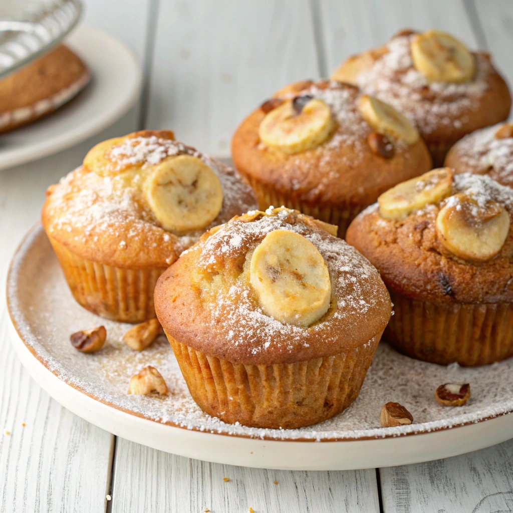 Close-up of banana muffin showing soft, fluffy texture