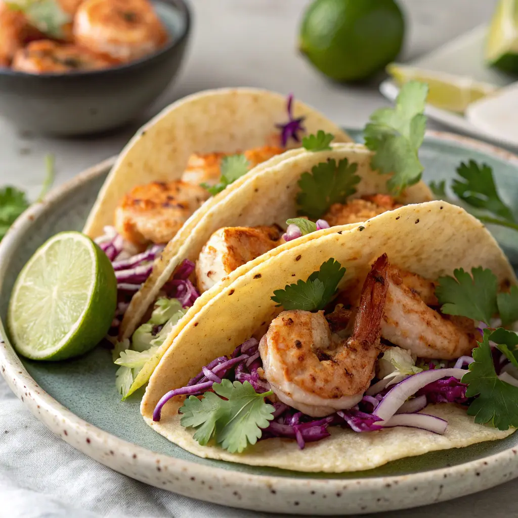 Shrimp Tacos with Cabbage Slaw