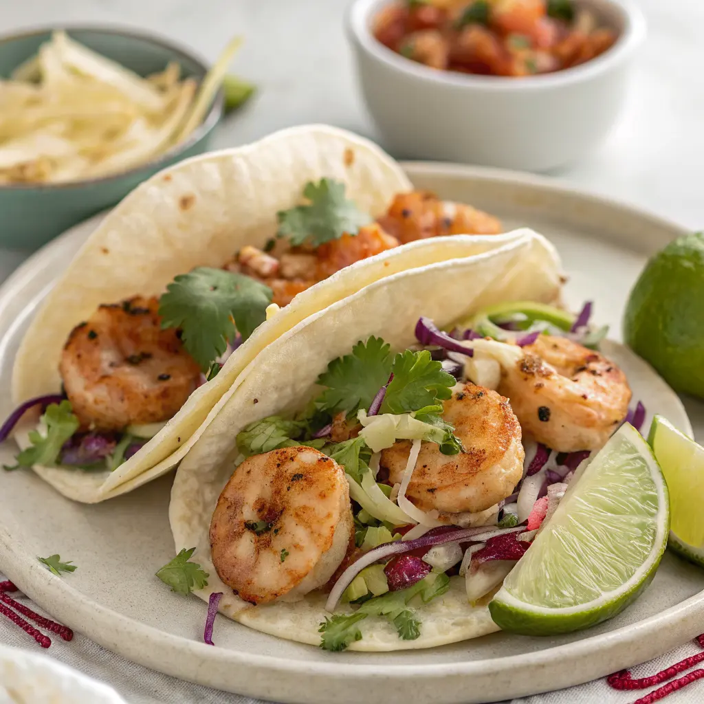 Shrimp Tacos with Cabbage Slaw