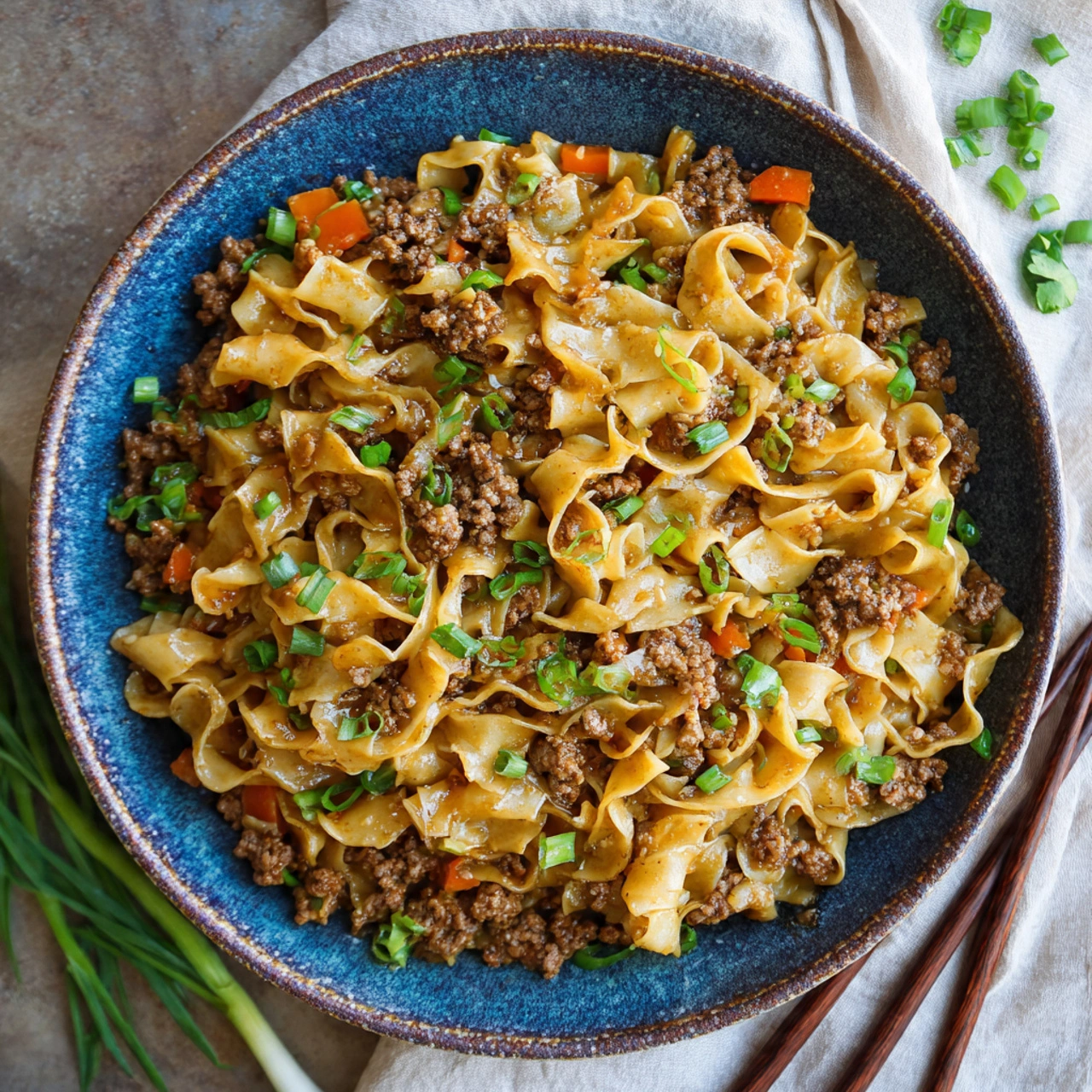 Mongolian Ground Beef Noodles